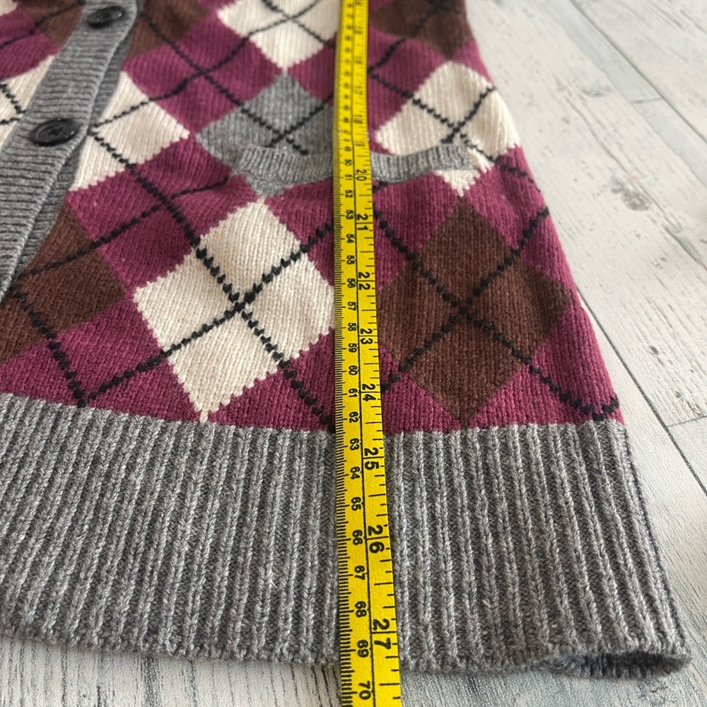 Cabi Argyle Wool Blend Button Front Belted Vest S… - image 8